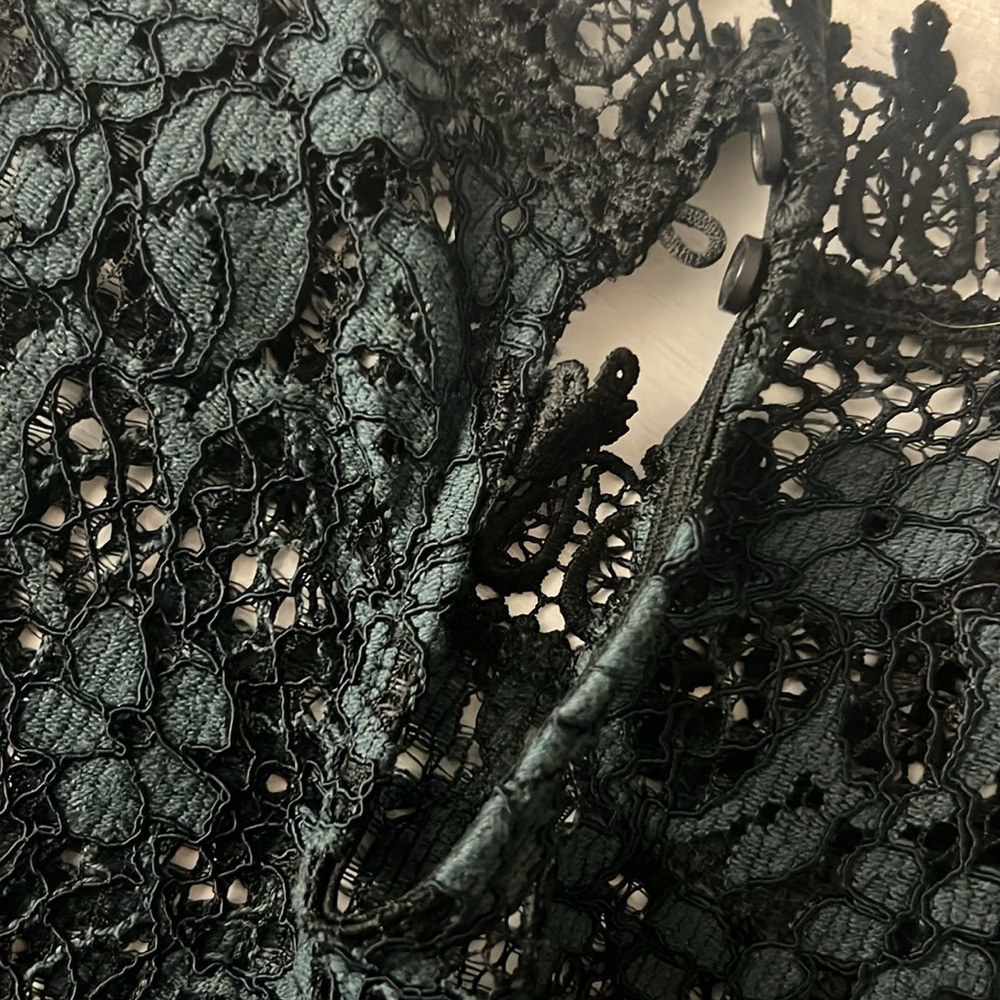 Zara lace dress midi bodycon navy blue sleeveless fitted black label  Sz. L - Picture 14 of 15